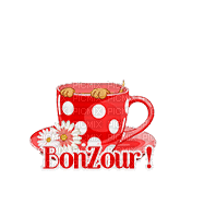Tasse "Bonjour" - Nemokamas animacinis gif