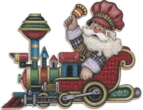 Weihnachtsmann, Santa Claus, Lokomotive - gratis png