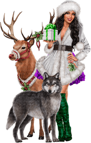 Christmas. Reindeer. Woman. Leila - δωρεάν png