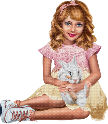 Girl with a rabbit. Easter. Spring. Leila - png ฟรี