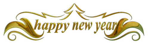 text gold Happy New Year, Pelageya - nemokama png
