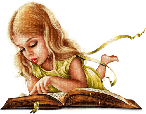 Children. Girl reading book. Leila - Free PNG