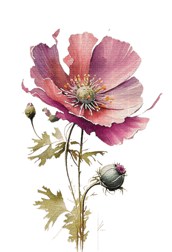 fleur pavot rose - nemokama png
