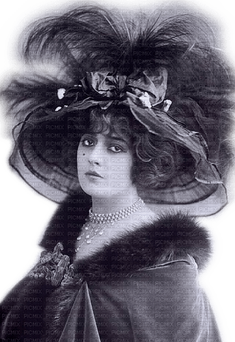 Rena Vintage Woman black hat - безплатен png