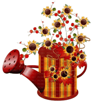 Autumn Fall Water Can Flowers - 免费PNG