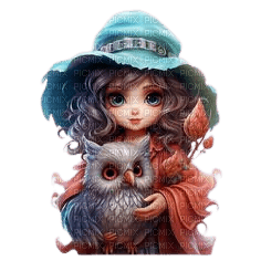 Child and owl - nemokama png