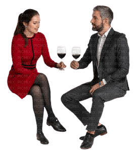 couple-sitting-and-drinking-wine - ilmainen png