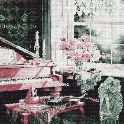soave background animated vintage room piano - Besplatni animirani GIF