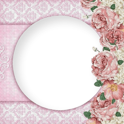 Pink.Cadre.Frame.Round.Fleurs.Victoriabea - Free PNG