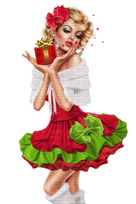 Woman  Christmas Box Red Green White  - Bogusia - PNG gratuit