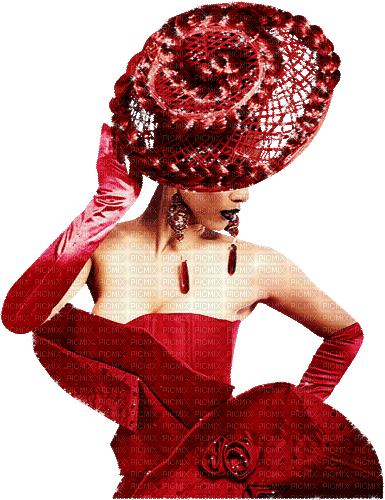 soave woman fashion hat animated red - Бесплатный анимированный гифка