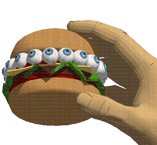 Rotating Food Eyeball Burger - Ingyenes animált GIF