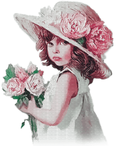 soave children girl vintage flowers hat spring - zadarmo png