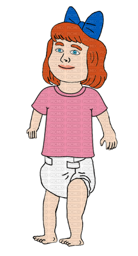 Redhead baby girl in pink shirt - png gratuito