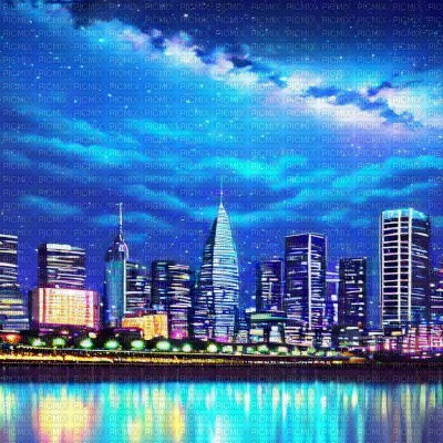 Blue Night Cityscape and Lake - kostenlos png