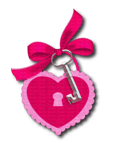 Heart.Lock.Key.Bow.Silver.Pink - Free PNG