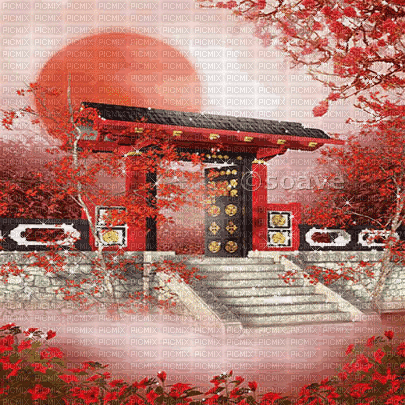 soave background oriental animated red - GIF animado grátis