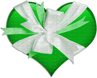 soave deco valentine bow heart  black white green - Free PNG