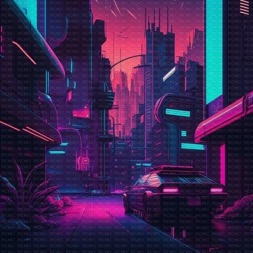 neon city background - zdarma png