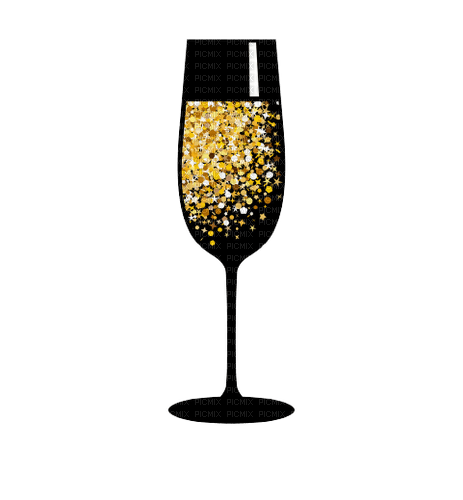 Champagne Glass Gold Black - Bogusia - Free PNG
