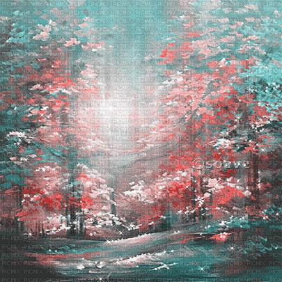 soave background animated autumn fantasy forest - 無料のアニメーション GIF