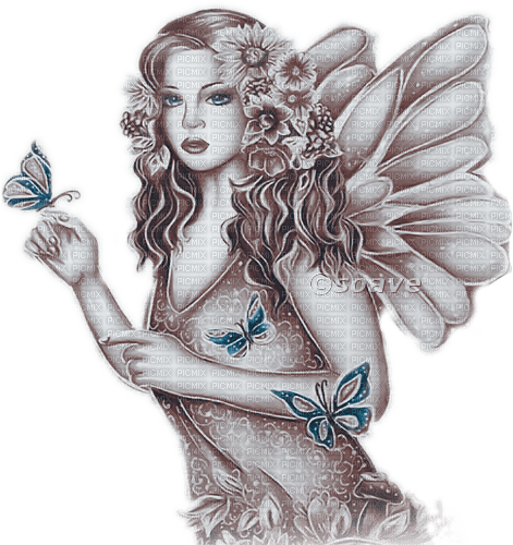 soave woman fantasy fairy butterfly wings blue - δωρεάν png