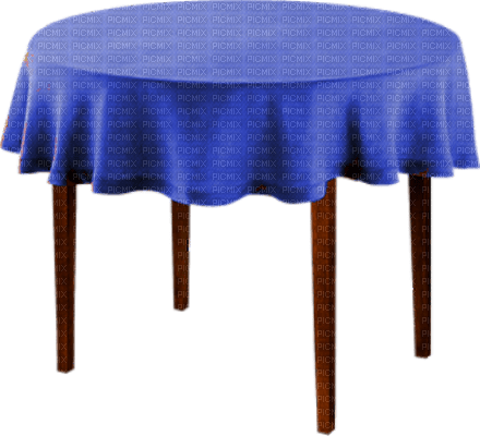 Mesa con mantel azul - PNG gratuit