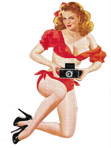 red pinup woman - PNG gratuit