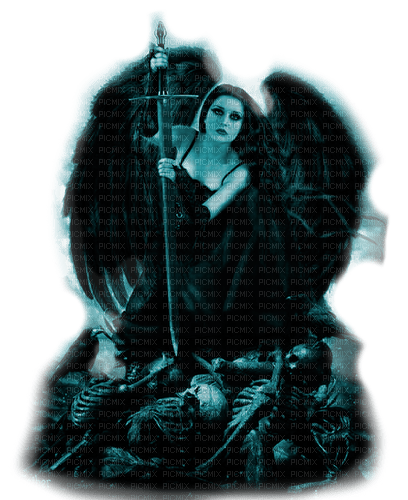 Y.A.M._Gothic woman  blue - Free PNG