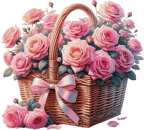 Rose Flower Basket - бесплатно png