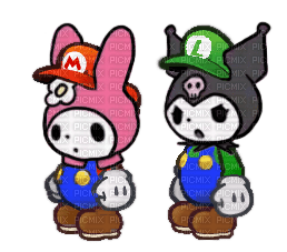 Request: My Melody/Kuromi Cosplay Mario/Luigi - Free PNG