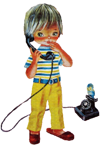 Boy, Junge, Telefon, Vogel - GIF animado gratis