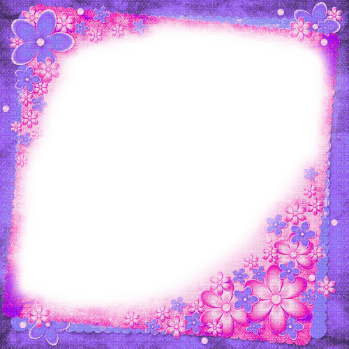 Purple/Pink Flowers Frame - By KittyKatLuv65 - gratis png