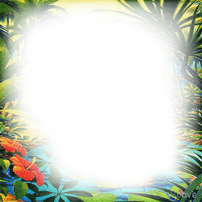 soave frame summer tropical flowers green red blue - 無料png