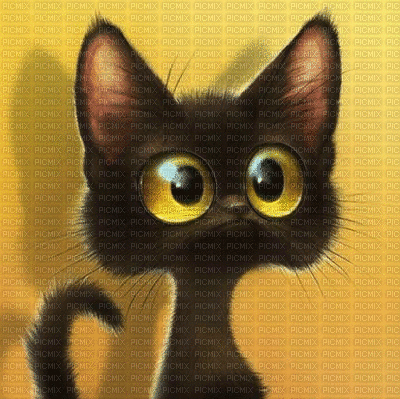 black cat yellow halloween - Ingyenes animált GIF