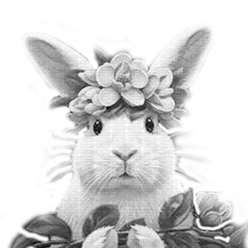 Y.A.M._Fantasy Animals rabbit black-white - gratis png