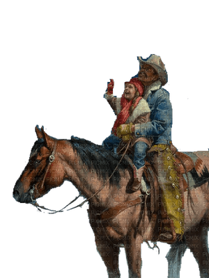 cowboy et son fils en hiver - png grátis