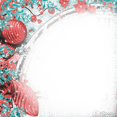soave frame christmas new year ball branch flowers - gratis png