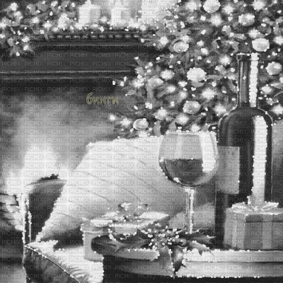 Y.A.M._New year Christmas background black-white - Nemokamas animacinis gif