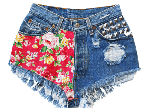 Jeans Shorts Blue red White Gold   - Bogusia - png gratis