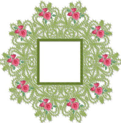 frame-grön-spets-lace-blommor - gratis png