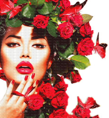 woman in roses by nataliplus - gratis png