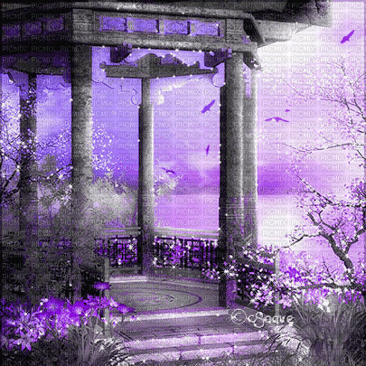 soave background animated oriental garden purple - GIF animé gratuit