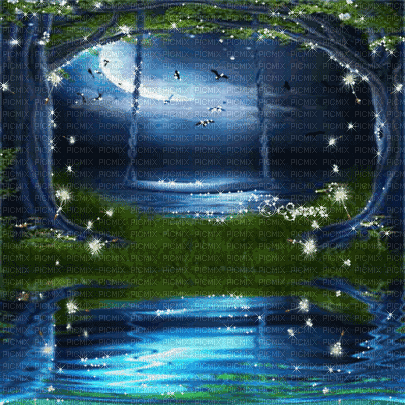 soave background animated forest tree water - GIF animé gratuit