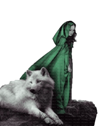 kikkapink gothic dark woman wolf white - zdarma png