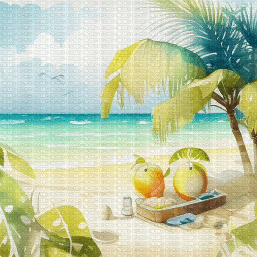 SM3 BACKGROUND summer beach tropical image - 無料png