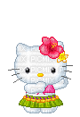 Hello kitty danse fleurs aloha adorable kawaii - GIF animé gratuit