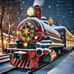 🎄🎇🎄The train at Christmas, gif,dam64 - Animovaný GIF zadarmo