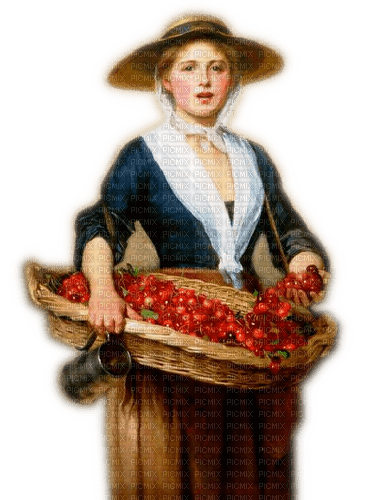 Rena Vintage Frau Woman Kirschernte - ücretsiz png
