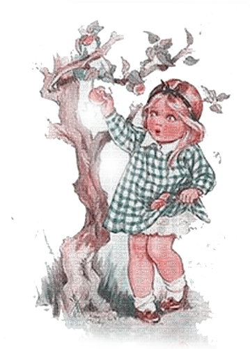 kikkapink vintage children child baby girl tree - zdarma png